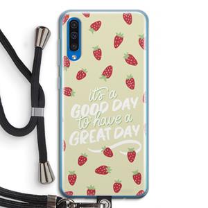 CaseCompany Don't forget to have a great day: Samsung Galaxy A50 Transparant Hoesje met koord