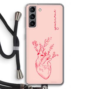 CaseCompany Blooming Heart: Samsung Galaxy S21 Transparant Hoesje met koord