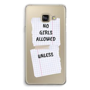 CaseCompany No Girls Allowed Unless: Samsung A3 (2017) Transparant Hoesje