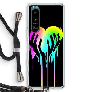 CaseCompany Hold My Heart: Sony Xperia 5 III Transparant Hoesje met koord