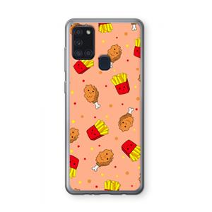 CaseCompany Chicken 'n Fries: Samsung Galaxy A21s Transparant Hoesje