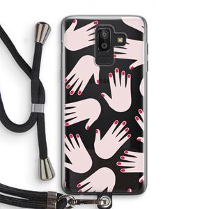 CaseCompany Hands pink: Samsung Galaxy J8 (2018) Transparant Hoesje met koord