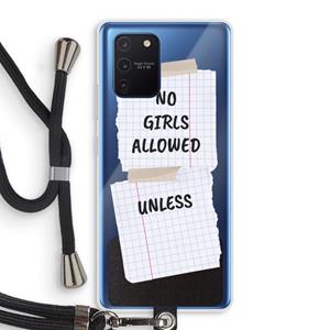 CaseCompany No Girls Allowed Unless: Samsung Galaxy Note 10 Lite Transparant Hoesje met koord