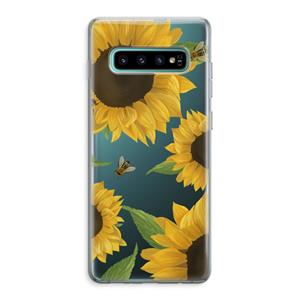CaseCompany Sunflower and bees: Samsung Galaxy S10 Plus Transparant Hoesje