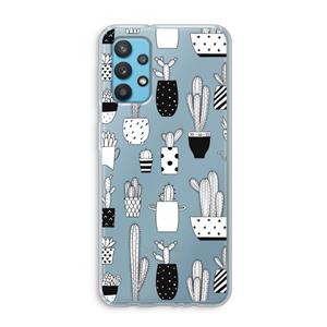 CaseCompany Cactusmotief: Samsung Galaxy A32 4G Transparant Hoesje