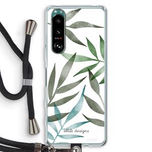 CaseCompany Tropical watercolor leaves: Sony Xperia 5 III Transparant Hoesje met koord