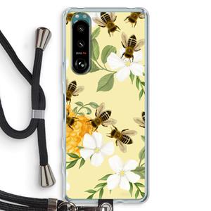 CaseCompany No flowers without bees: Sony Xperia 5 III Transparant Hoesje met koord