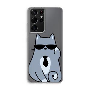 CaseCompany Cool cat: Samsung Galaxy S21 Ultra Transparant Hoesje