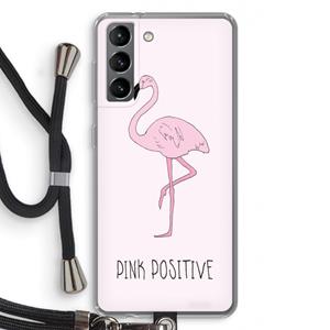 CaseCompany Pink positive: Samsung Galaxy S21 Transparant Hoesje met koord