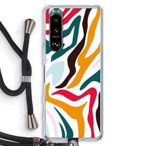 CaseCompany Colored Zebra: Sony Xperia 5 III Transparant Hoesje met koord