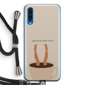 CaseCompany Aggressively drinks coffee: Samsung Galaxy A50 Transparant Hoesje met koord