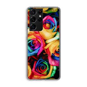 CaseCompany Neon bloemen: Samsung Galaxy S21 Ultra Transparant Hoesje