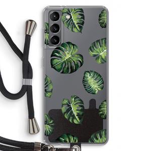 CaseCompany Tropische bladeren: Samsung Galaxy S21 Transparant Hoesje met koord
