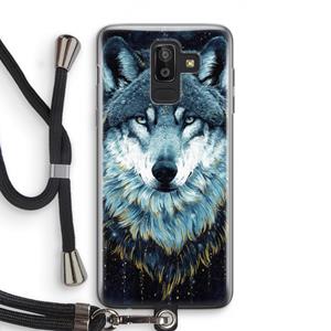 CaseCompany Darkness Wolf: Samsung Galaxy J8 (2018) Transparant Hoesje met koord
