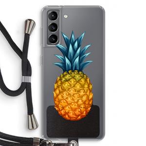 CaseCompany Grote ananas: Samsung Galaxy S21 Transparant Hoesje met koord