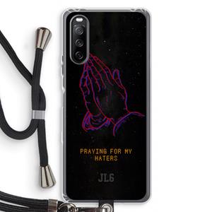 CaseCompany Praying For My Haters: Sony Sony Xperia 10 III Transparant Hoesje met koord