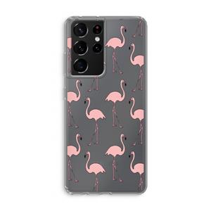 CaseCompany Anything Flamingoes: Samsung Galaxy S21 Ultra Transparant Hoesje