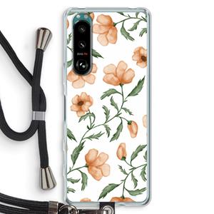 CaseCompany Peachy flowers: Sony Xperia 5 III Transparant Hoesje met koord