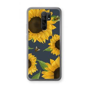 CaseCompany Sunflower and bees: Xiaomi Redmi 9 Transparant Hoesje