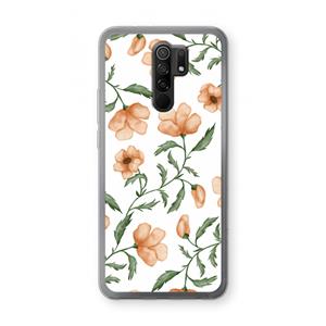 CaseCompany Peachy flowers: Xiaomi Redmi 9 Transparant Hoesje