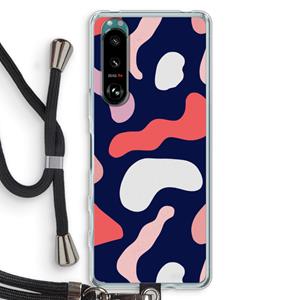 CaseCompany Memphis Shapes Pink: Sony Xperia 5 III Transparant Hoesje met koord