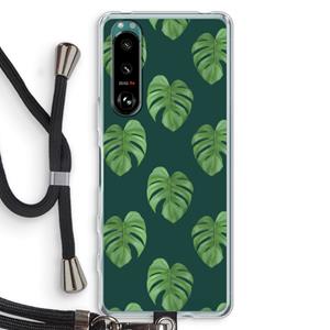 CaseCompany Monstera leaves: Sony Xperia 5 III Transparant Hoesje met koord