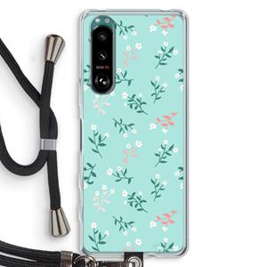 CaseCompany Small white flowers: Sony Xperia 5 III Transparant Hoesje met koord