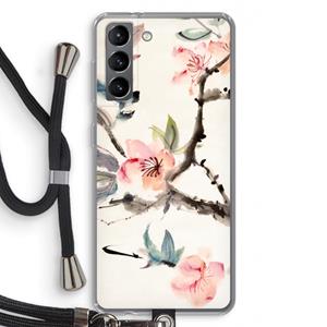 CaseCompany Japanse bloemen: Samsung Galaxy S21 Transparant Hoesje met koord