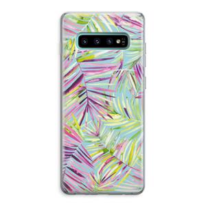 CaseCompany Tropical Palms Blue: Samsung Galaxy S10 Plus Transparant Hoesje
