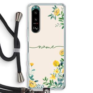 CaseCompany Gele bloemen: Sony Xperia 5 III Transparant Hoesje met koord