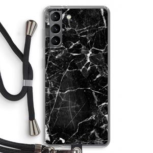 CaseCompany Zwart Marmer 2: Samsung Galaxy S21 Transparant Hoesje met koord