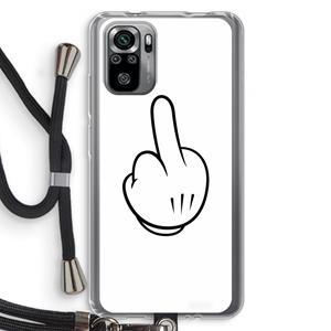 CaseCompany Middle finger white: Xiaomi Redmi Note 10S Transparant Hoesje met koord