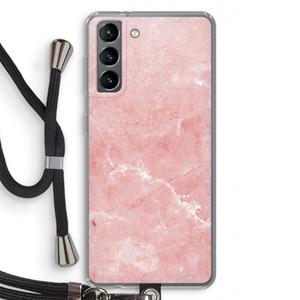 CaseCompany Roze marmer: Samsung Galaxy S21 Transparant Hoesje met koord