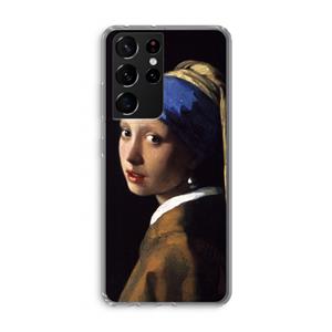 CaseCompany The Pearl Earring: Samsung Galaxy S21 Ultra Transparant Hoesje