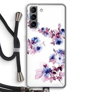 CaseCompany Waterverf bloemen: Samsung Galaxy S21 Transparant Hoesje met koord