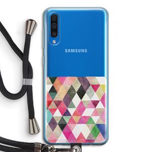 CaseCompany Gekleurde driehoekjes: Samsung Galaxy A50 Transparant Hoesje met koord