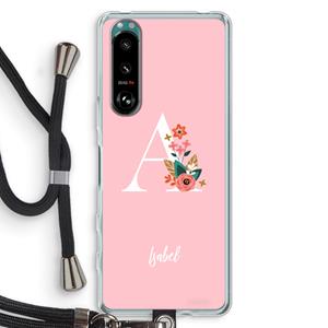 CaseCompany Pink Bouquet: Sony Xperia 5 III Transparant Hoesje met koord