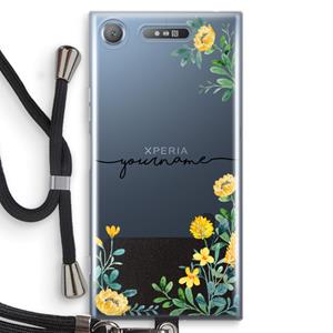 CaseCompany Gele bloemen: Sony Xperia XZ1 Transparant Hoesje met koord