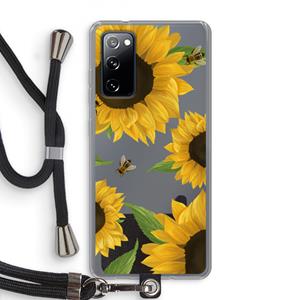 CaseCompany Sunflower and bees: Samsung Galaxy S20 FE / S20 FE 5G Transparant Hoesje met koord