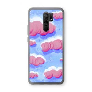 CaseCompany Roze wolken met vogels: Xiaomi Redmi 9 Transparant Hoesje