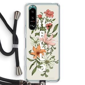 CaseCompany Hello bloemen: Sony Xperia 5 III Transparant Hoesje met koord