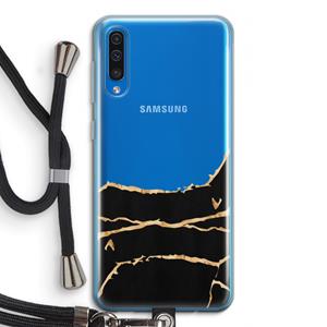 CaseCompany Gouden marmer: Samsung Galaxy A50 Transparant Hoesje met koord
