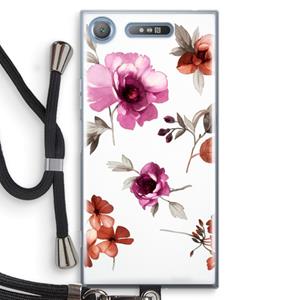 CaseCompany Geschilderde bloemen: Sony Xperia XZ1 Transparant Hoesje met koord