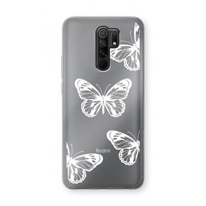 CaseCompany White butterfly: Xiaomi Redmi 9 Transparant Hoesje