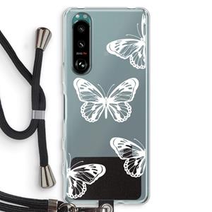 CaseCompany White butterfly: Sony Xperia 5 III Transparant Hoesje met koord