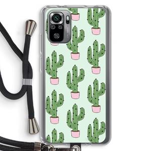 CaseCompany Cactus Lover: Xiaomi Redmi Note 10S Transparant Hoesje met koord