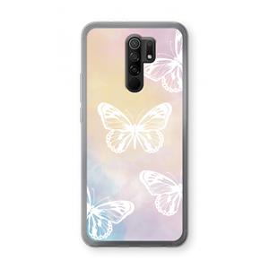 CaseCompany White butterfly: Xiaomi Redmi 9 Transparant Hoesje