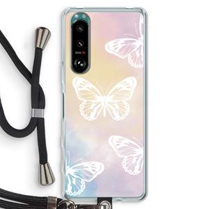 CaseCompany White butterfly: Sony Xperia 5 III Transparant Hoesje met koord