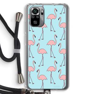 CaseCompany Anything Flamingoes: Xiaomi Redmi Note 10S Transparant Hoesje met koord