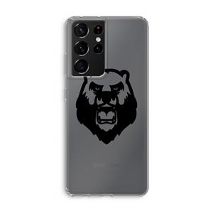 CaseCompany Angry Bear (black): Samsung Galaxy S21 Ultra Transparant Hoesje